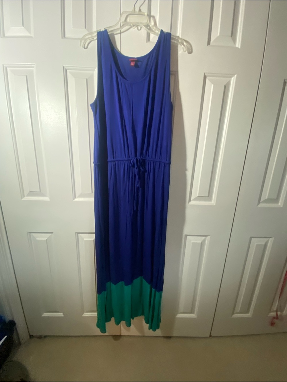 Merona Royal Blue Sleeveless Maxi Dress with Green Hem